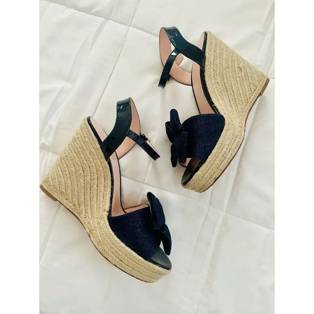 Kate Spade Womens Darya Denim Espadrille Wedge Shoes Size 9M‎